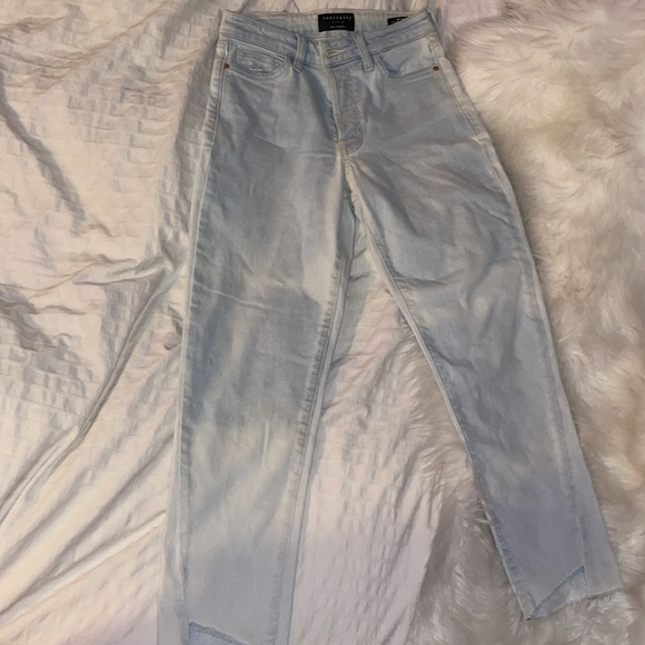 Sanctuary Alt Tapered Twisted Asymmetrical Jeans Raw Hem Cropped Soto Blue - Picture 5 of 6